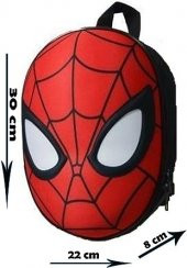 kreş & Anaokulu Çocuk Sırt okul Çantası örümcek kafa 3-6 Yaş 5d Kabartmalı 33CM kırmızı - 1