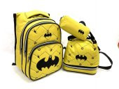 DZC KUZENLER AVM SARI BATMAN FİGÜRLÜ Ortopedik Ilk Okul Çantası Beslenme Çantası ve Kalemlik - 1