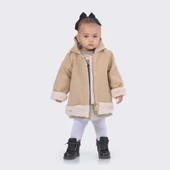 Babyhola Kız Bebek Çocuk Pamuk Astarlı Kapüşonlu Kürk Detaylı Kaşe Kaban Kışlık 13494 - 12