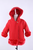 Babyhola Kız Bebek Çocuk Pamuk Astarlı Kapüşonlu Kürk Detaylı Kaşe Kaban Kışlık 13494 - 2