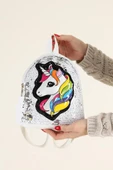 DZC KUZENLER AVM Kız Çocuk Unicorn Işıklı Pullu Ponponlu Sırt Çantası thumbnail 9