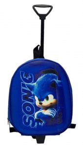 SONIC Anaokulu Kreş Çocuk Valiz Sırt Çantası Çekçekli SONIK KİRPİ TEKERLEKLİ - 1