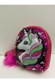 DZC KUZENLER AVM Kız Çocuk Unicorn Işıklı Pullu Ponponlu Sırt Çantası thumbnail 6