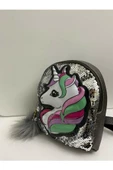 DZC KUZENLER AVM Kız Çocuk Unicorn Işıklı Pullu Ponponlu Sırt Çantası thumbnail 4