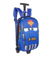 ÇEKÇEKLİ ANAOKUL & KREŞ VE GÜNLÜK TEKERLEKLİ SIRT ÇANTASI VALİZ ARABALI CARS FORMULA MAVİ 30 SM - 1