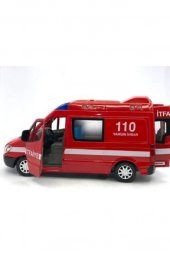 2 ADET Diecast Metal İTFAİYE VE AMBULANS Mercedes Sprinter Çek Bırak Işıklı Siren Sesli 14 Cm kapıları açılır thumbnail 6