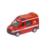 2 ADET Diecast Metal İTFAİYE VE AMBULANS Mercedes Sprinter Çek Bırak Işıklı Siren Sesli 14 Cm kapıları açılır thumbnail 7