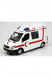 Diecast Metal 112 Ambulans Mercedes Sprinter Çek Bırak Işıklı Siren Sesli 14 Cm kapıları açılır - 3