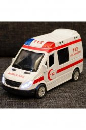 Diecast Metal 112 Ambulans Mercedes Sprinter Çek Bırak Işıklı Siren Sesli 14 Cm kapıları açılır - 5