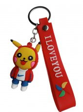 DZC KUZENLER AVM PİKACHU Karikatür Anime Figür PVC Bebek Anahtarlık Çanta Anahtarlık Süsü - 1