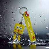 DZC KUZENLER AVM SÜNGER BOB Karikatür Anime Figür PVC Bebek Anahtarlık Çanta Anahtarlık Süsü - 1