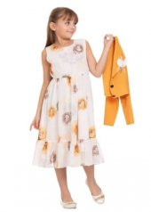 Gülücük Kids 00659 Kız Çocuk Şifon Desenli Bolero Elbise - Sarı - ST00659-Sarı-10 YAŞ - 1