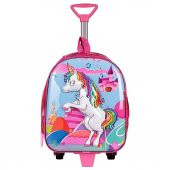 DZC KUZENLER AVM Anaokulu KREŞ Çocuk Valiz Sırt Çantası Çekçekli Happy Lol Bebek Şeker Kız Sert Ön Yüzey 5d Pembe thumbnail 1