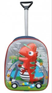 DZC KUZENLER ÇANTA DİNAZOR Tekerlekli Çocuk Sırt Çantası KABARTMALI DİNO ÇEKÇEKLİ OKUL KREŞ thumbnail 1