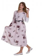 Gülücük Kids Kız Çocuk Bürümcük Düğmeli Elbise 873 - Pembe - 12 YAŞ - 1