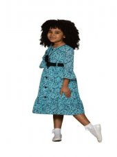 Gülücük Kids Kız Çocuk Çiçekli Şifon Elbise 854 - Mavi - 12 YAŞ - 1