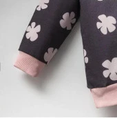 Kız Çocuk Uzun Kollu Sweatshirt Çiçek Desenli %100 Pamuklu - 2