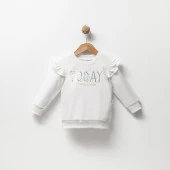 Kız Çocuk %100 Pamuklu Uzun Kol Sweatshirt Fırfırlı thumbnail 1