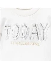 Kız Çocuk %100 Pamuklu Uzun Kol Sweatshirt Fırfırlı thumbnail 2