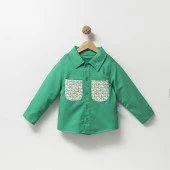 Unisex Çocuk Cepli Yeşil Gömlek thumbnail 1