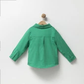 Unisex Çocuk Cepli Yeşil Gömlek thumbnail 2