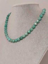 Amazonit Taşı Faset Kesim Kolye 8mm (Sabit Klipsli) thumbnail 1