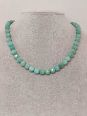 Amazonit Taşı Faset Kesim Kolye 8mm (Sabit Klipsli) thumbnail 3