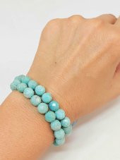 Amazonit Taşı Faset Kesim 8mm Unisex İkili Bileklik thumbnail 1