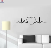 Dekorasyon Duvar Sticker Kardiyogram Kalp Atışı Sağlık Kliniği Çıkartmaları - 1