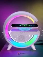 Bluetooth Hoparlör 15W Kablosuz Şarj Özellikli RGB Masa Gece Lambası AG-2301 - 6