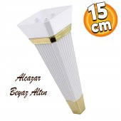 Alcazar Lüks Mobilya Kanepe Sehpa Tv Ünitesi Koltuk Ayağı Baza Ayakları 15 Cm Beyaz Altın - 1