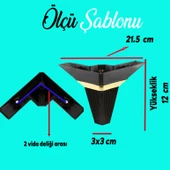 Alcazar Lüks Mobilya Kanepe Sehpa Tv Ünitesi Koltuk Ayağı Baza Ayakları Köşe 12 Cm Siyah Altın thumbnail 2