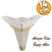 Alcazar Lüks Mobilya Kanepe Sehpa Tv Ünitesi Koltuk Ayağı Baza Ayakları Köşe 14 Cm Beyaz Altın - 1