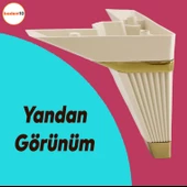 Alcazar Lüks Mobilya Kanepe Sehpa Tv Ünitesi Koltuk Ayağı Baza Ayakları Köşe 14 Cm Krem Altın thumbnail 3