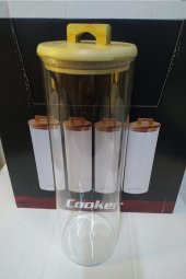Borosilikat 29,5 Cm Bambu Kapaklı Cam Kavanoz - 1