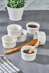 6 Lı Beyaz 6 cm Mini Yuvarlak Porselen Çerezlik Sunumluk Kase - 4