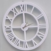 Hobi ADN 90271 Dekoratif Duvar Saat Ahşap MDF CNC Kesim Beyaz Renk MODEL El Yapım - 7