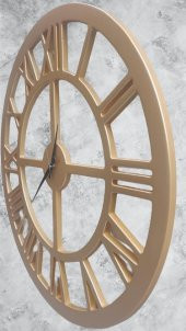 Hobi ADN 90272 Dekoratif Duvar Saat Ahşap MDF CNC Kesim Parlak Gold Renk El Yapım - 1