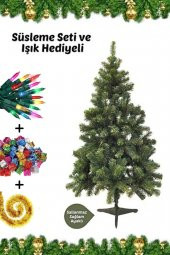 Süsleme Seti Yılbaşı Çam Ağacı Renkli Işığı Ve Yeni Yıl Süsleri Noel Paketi 180 Cm 400 Dal - 1