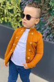 Erkek Çocuk Omzu ve Ceket Yakası Düğme Detaylı Cepli Blazer Ceketli Hardal Alt Üst Takım thumbnail 6