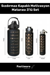 Premium Dayanıklı BPA Fitalat Toksit İçermez Aile Boyu 2000-750-300 ML Motivasyon Suluk Seti - 1