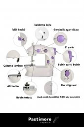 Premium Pratik Taşınabilir Elektrikli Seyahat Kamp Hız Ayarlı Kademeli Otomatik Mini Dikiş Makinesi - 2