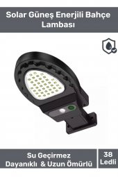 Premium 38 Ledli Beyaz Renk Pratik Kurulur Su Geçirmez Solar Bahçe Sokak Lambası - 1