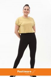 Kadın Konforlu Sporcu Modeli Yazlık Spor Taytı Fitness Gym Training Parlak Battal Fitilli Spor Tayt - 5