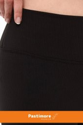 Kadın Konforlu Sporcu Modeli Yazlık Spor Taytı Fitness Gym Training Parlak Battal Fitilli Spor Tayt - 6