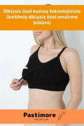 Özel Üretim Kumaş Kilipsli Esnek Ayarlanabilir Dikişsiz Kadın Hamile Lohusa Siyah Emzirme Sütyeni - 4