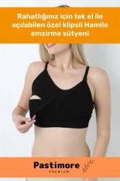 Özel Üretim Kumaş Kilipsli Esnek Ayarlanabilir Dikişsiz Kadın Hamile Lohusa Siyah Emzirme Sütyeni - 6