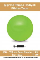 Deluxe Serisi Dayanıklı Yüksek Kalite Mini Gymball 20Cm Yeşil Pilates Topu Şişirme Pompa Hediyeli - 1