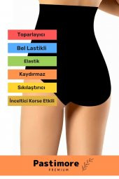 Yüksek Belli Inceltici Korse Etkili Lazer Kesim Push Up Destekli Sıkılaştırıcı Dikişsiz Slip Külot - 2