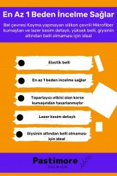 Yüksek Bel Toparlayıcı Lazer Kesim Dikişsiz Şerit Iz Göstermeyen Midi Slip Ten Rengi Silikonlu Külot - 3